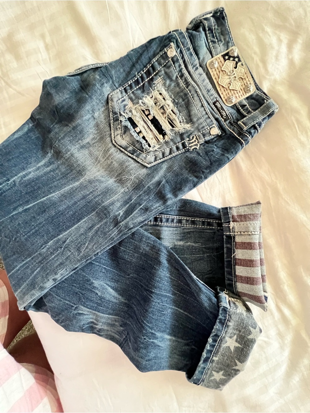 Miss Me Distressed Skinny Jeans - Blue